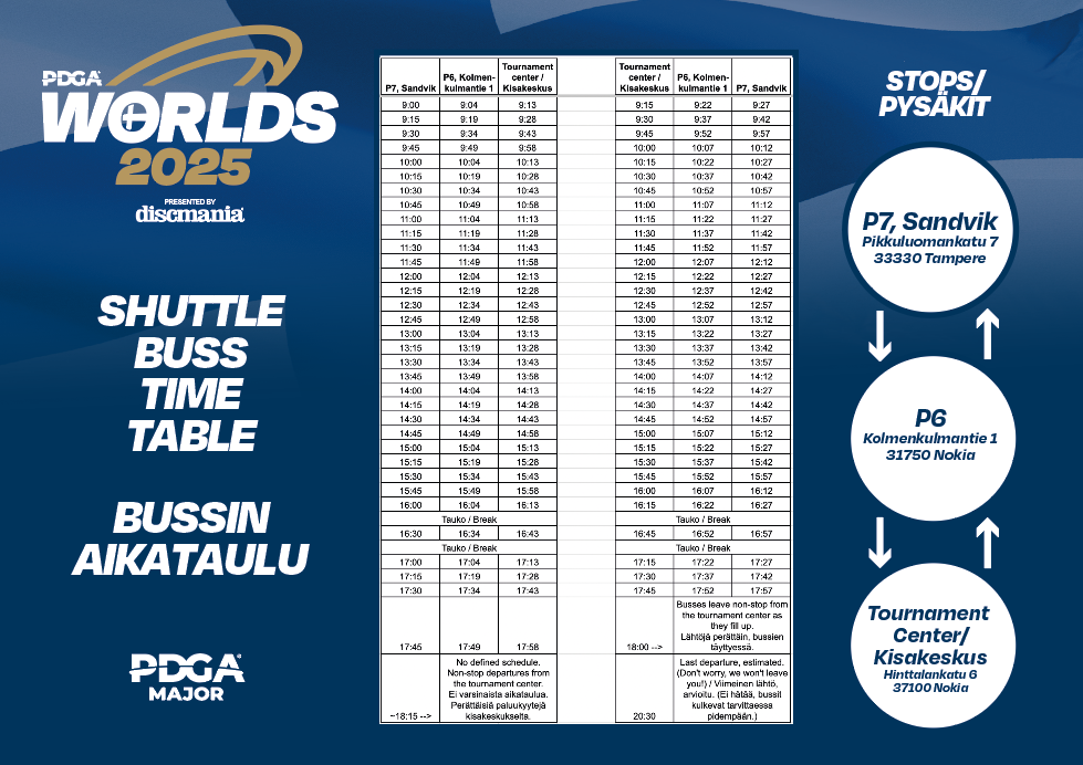 Worlds Shuttle bus schedule